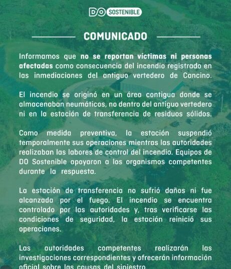Incendio en las inmediaciones del antiguo vertedero de Cancino fue controlado sin víctimas ni daños a la estación de transferencia