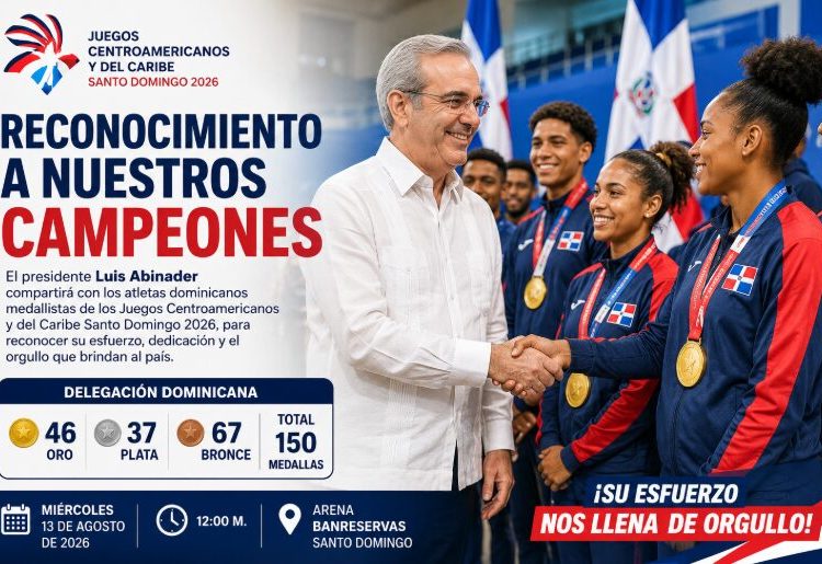 Abinader recibirá a medallistas dominicanos de Santo Domingo 2026 en acto de reconocimiento
