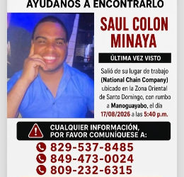 Familiares buscan a Saúl Colón Minaya, hombre de 40 años reportado como desaparecido en Santo Domingo