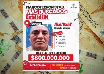Ofrecen hasta 270.000 dólares por información sobre un jefe de la guerrilla en Colombia