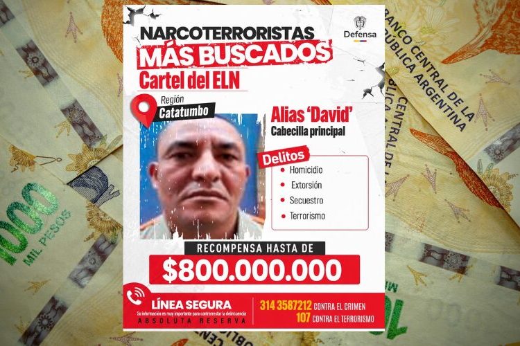 Ofrecen hasta 270.000 dólares por información sobre un jefe de la guerrilla en Colombia