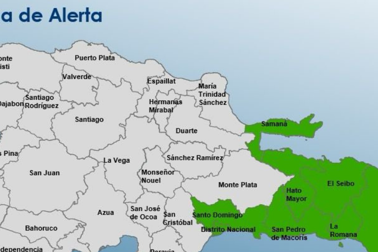 COE coloca 7 provincias y el Distrito Nacional en alerta verde por onda tropical