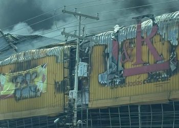 Personas saquean mercancías durante incendio en tienda L&R de Las Américas