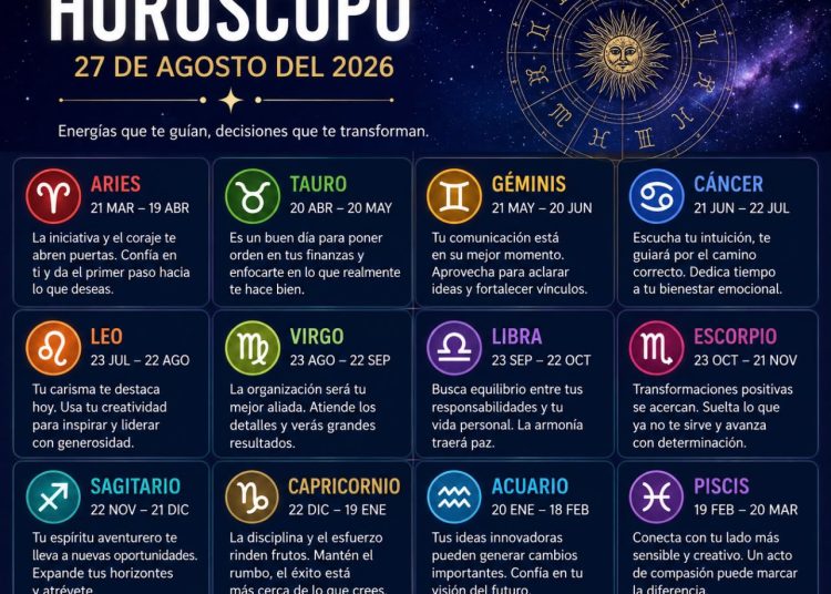 Horóscopo del 27 de agosto de 2026: descubre qué te deparan los astros