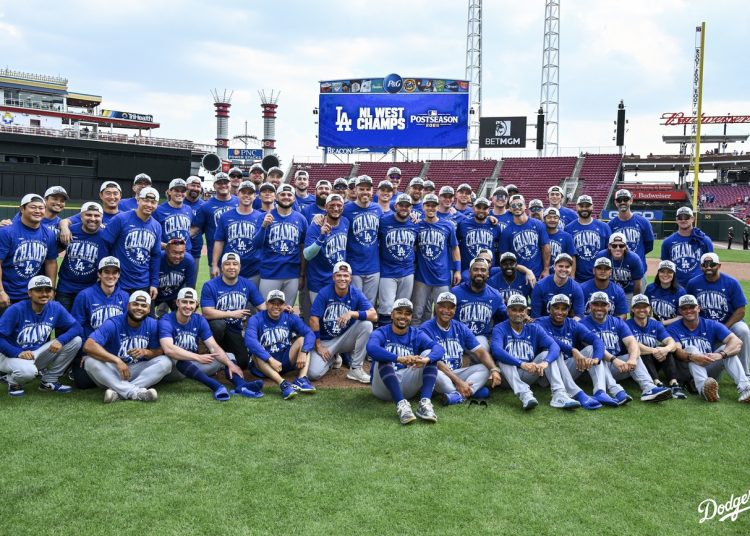 Dodgers aseguran quinto título consecutivo del Oeste de la Liga Nacional y amplían su dominio histórico