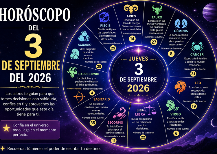 Horóscopo del 3 de septiembre de 2026: descubre qué tienen preparado los astros para tu signo