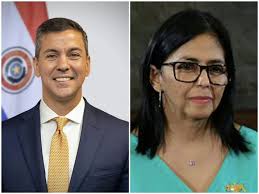 Santiago Peña se reúne con Delcy Rodríguez en Caracas para abrir diálogo entre Paraguay y Venezuela